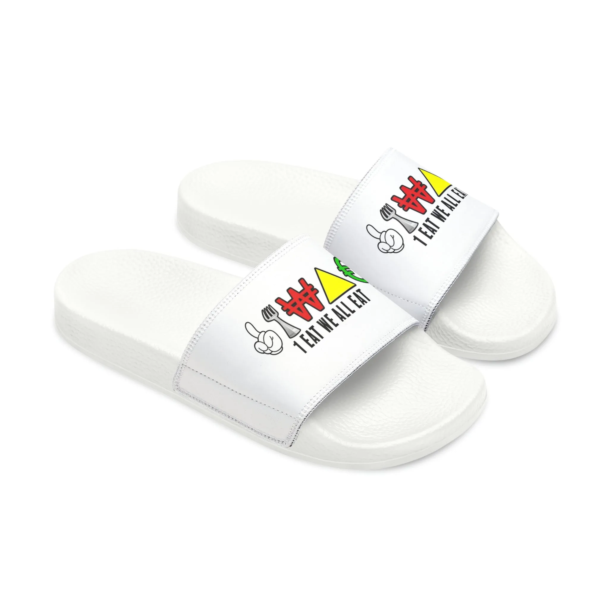 1 EAT WE ALL EAT PU Slide Sandals