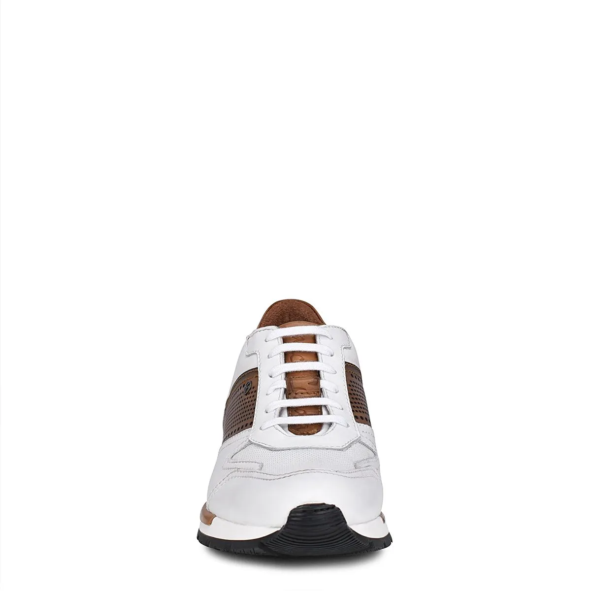 130KNTV - Cuadra white & brown casual fashion leather sneakers for men