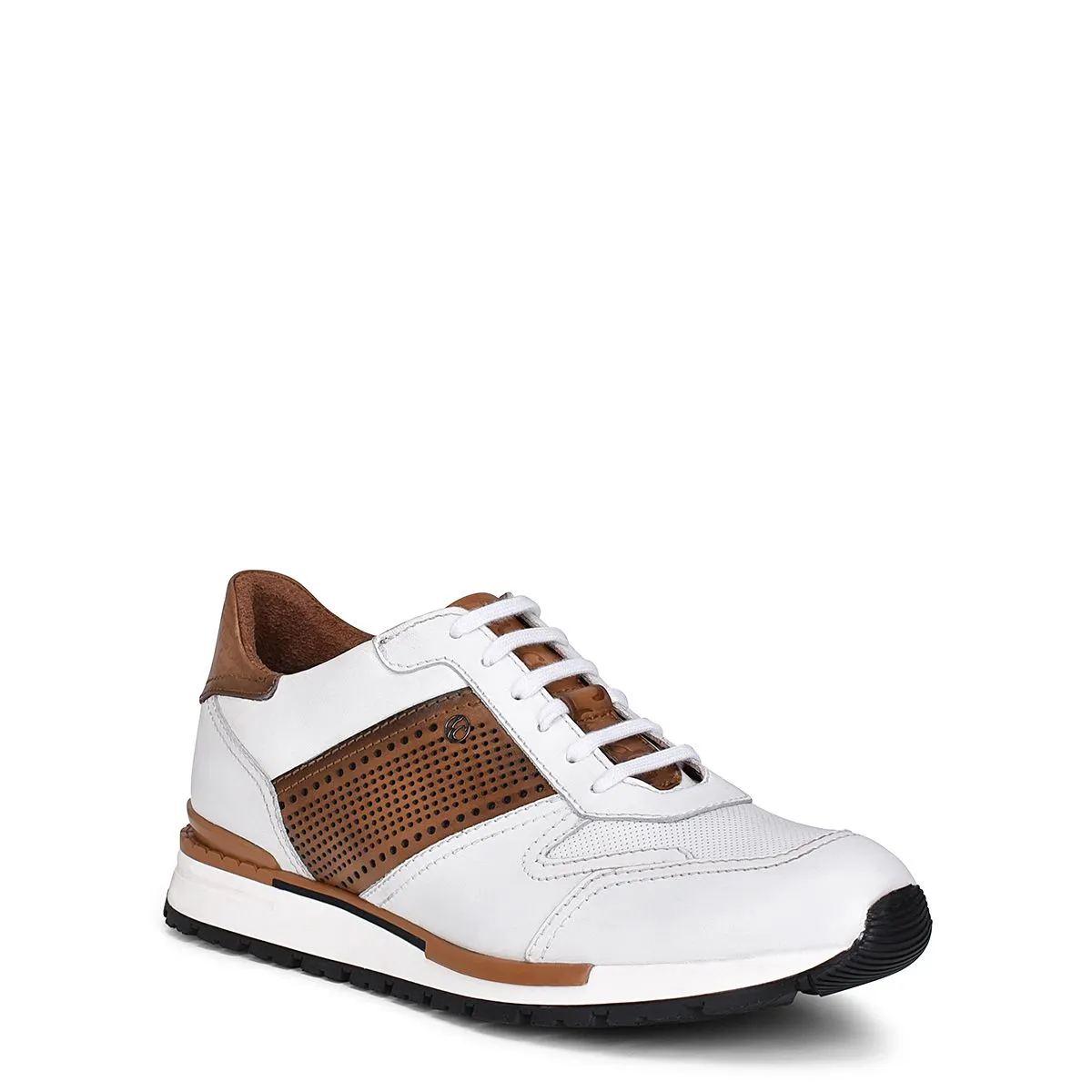 130KNTV - Cuadra white & brown casual fashion leather sneakers for men