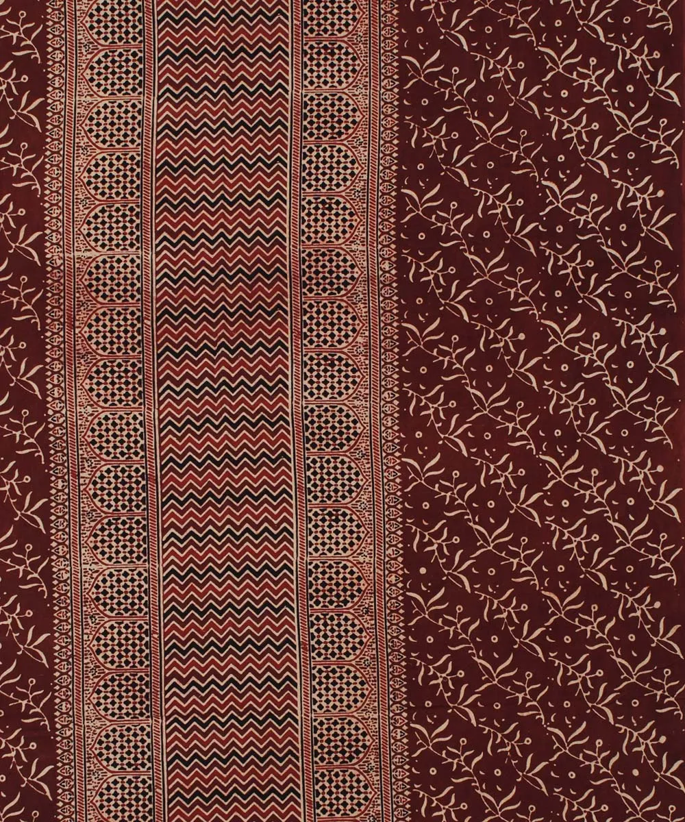 3m maroon cotton ajrakh printed kurta material