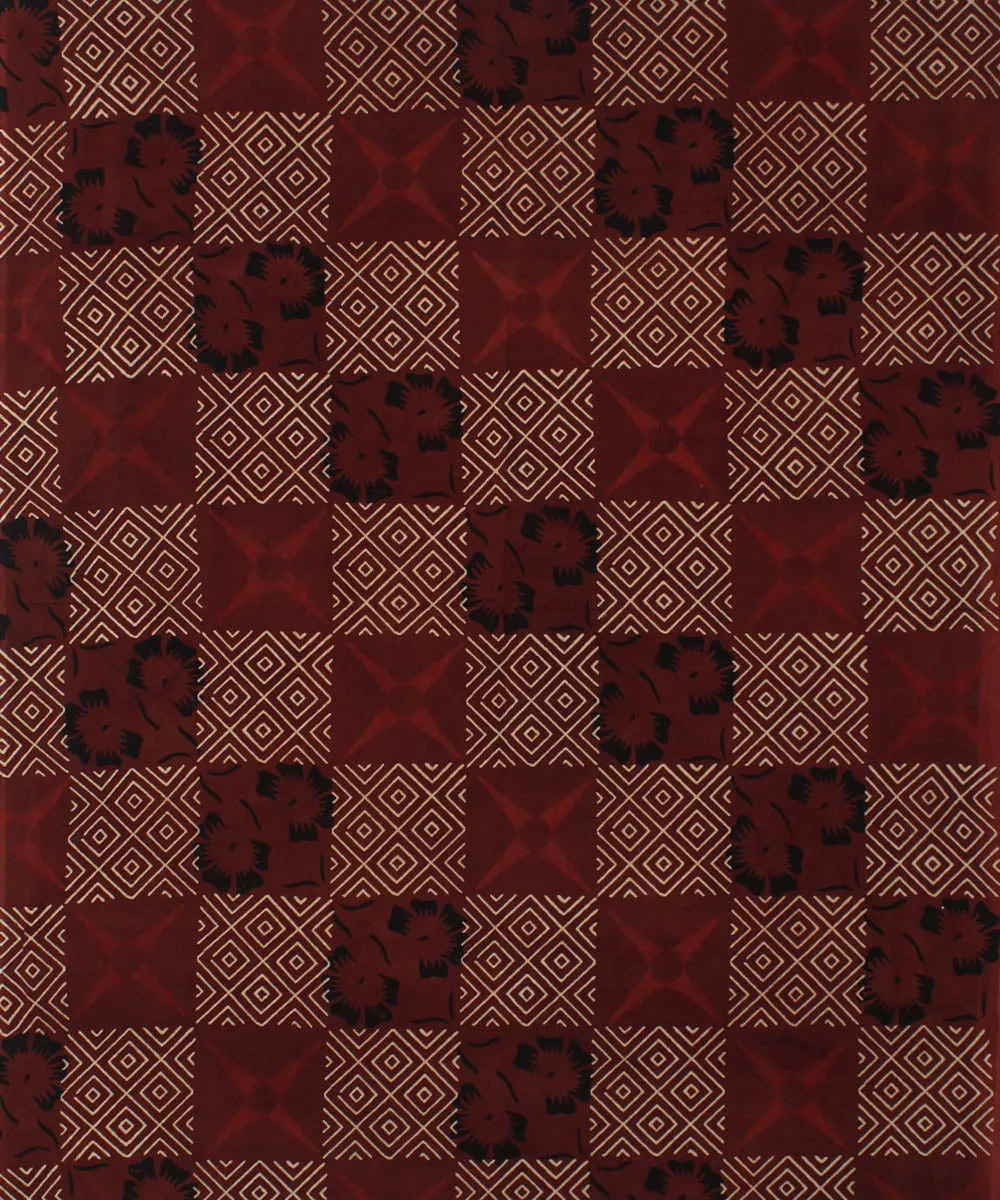 3m maroon cotton ajrakh printed kurta material