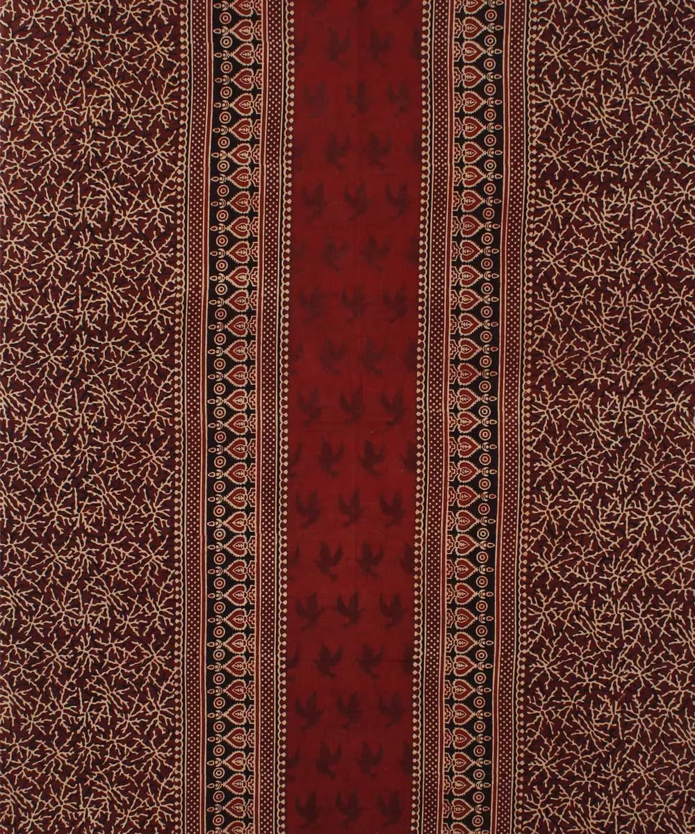 3m maroon cotton hand printed ajrakh kurta material