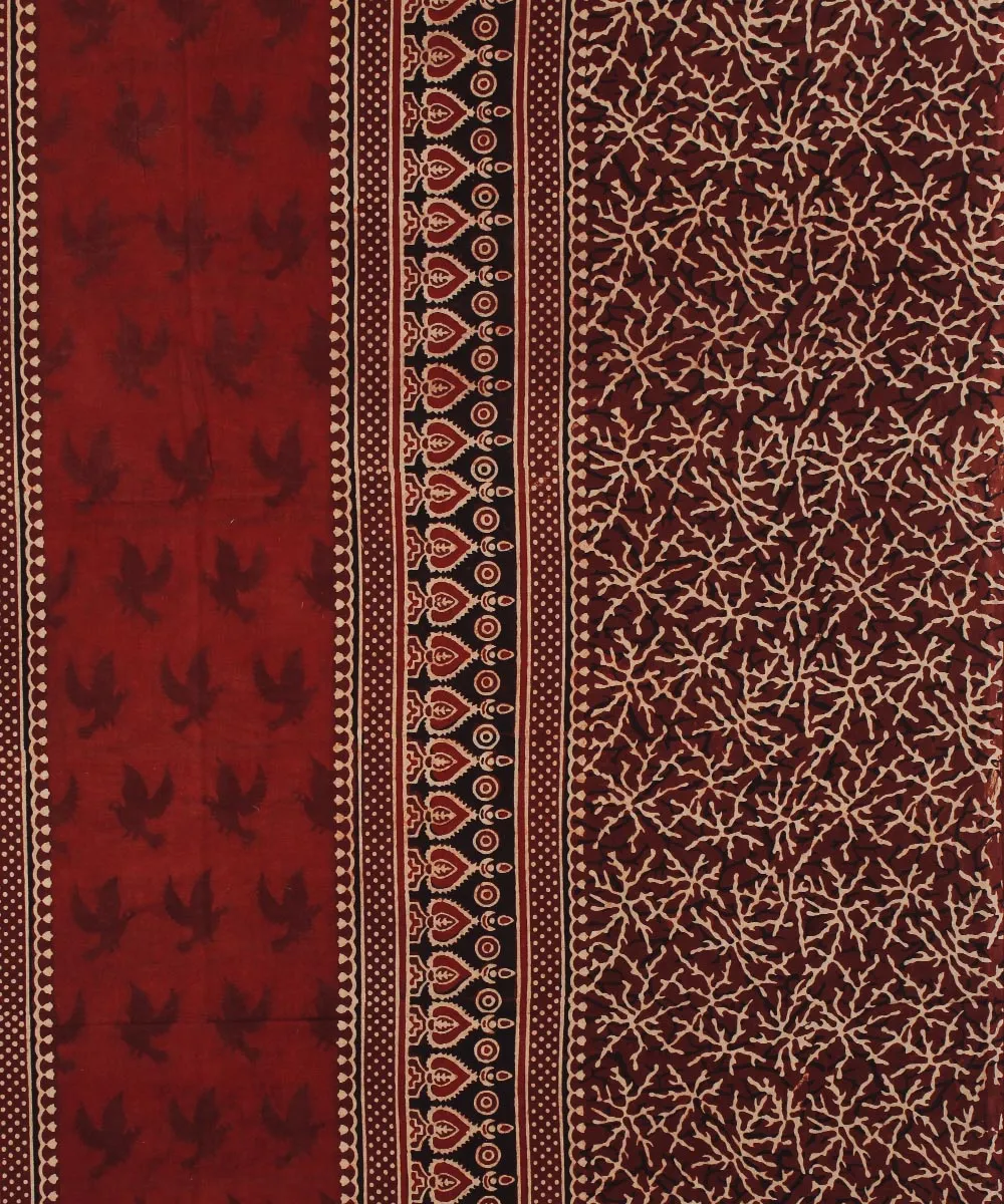 3m maroon cotton hand printed ajrakh kurta material