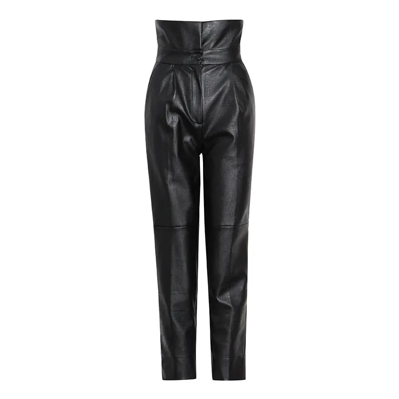 Ankle Length Faux Leather Pants