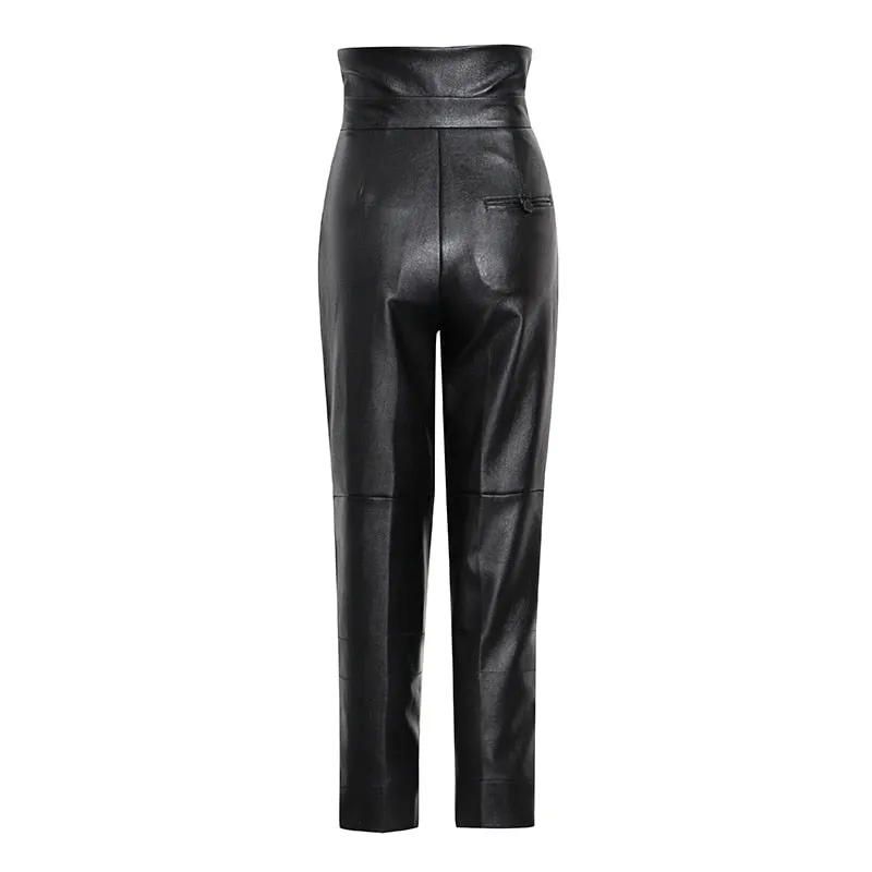 Ankle Length Faux Leather Pants