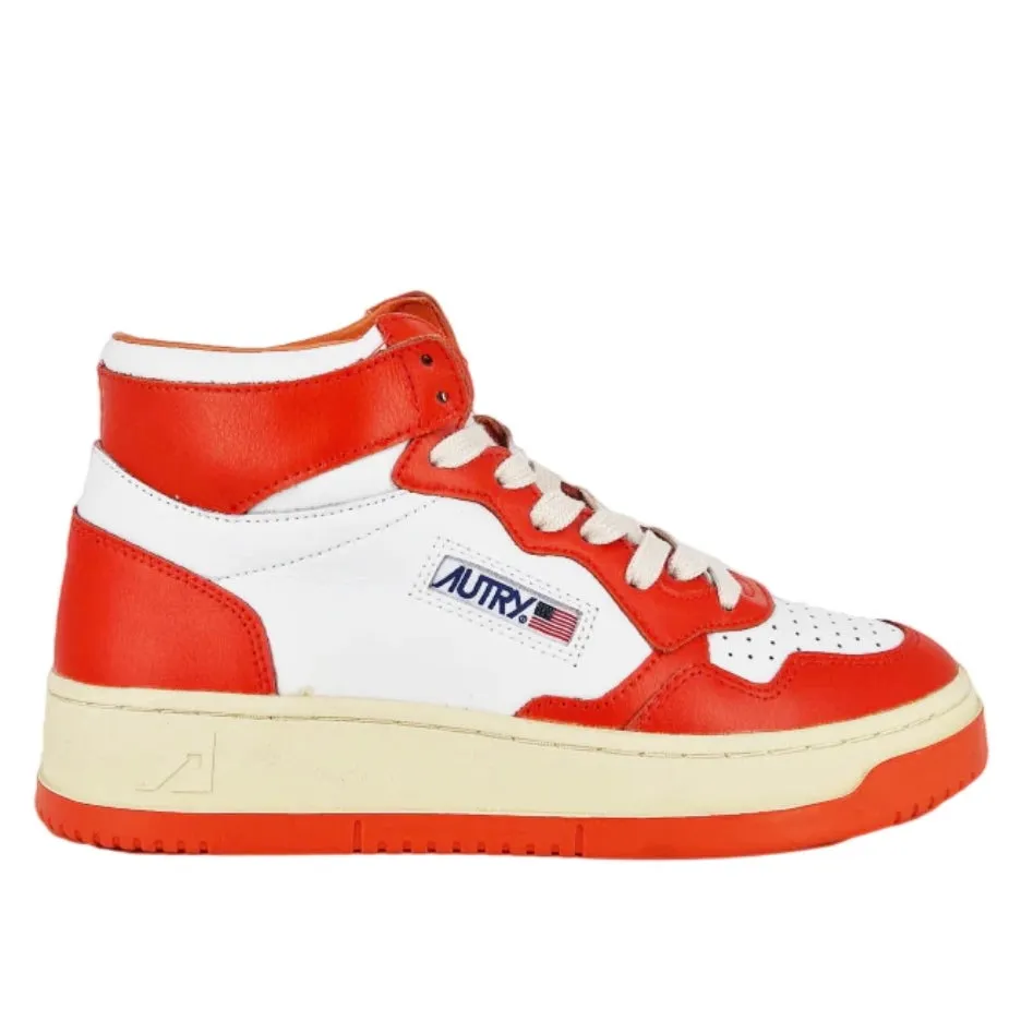 Autry Action Shoes Sneaker Medalist Mid Men white tangerine AUMMWB21