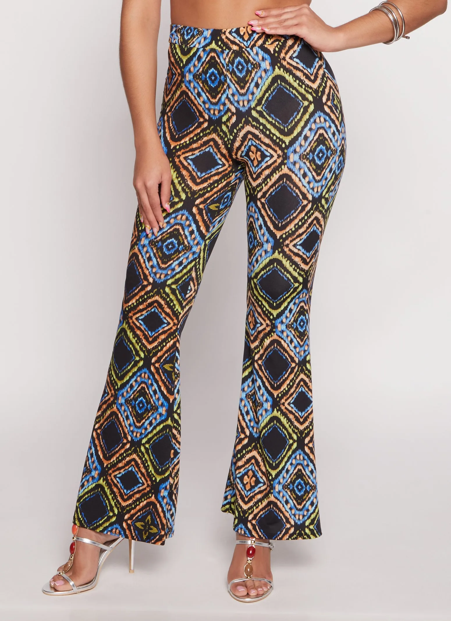 Aztec Print High Waist Flare Pants