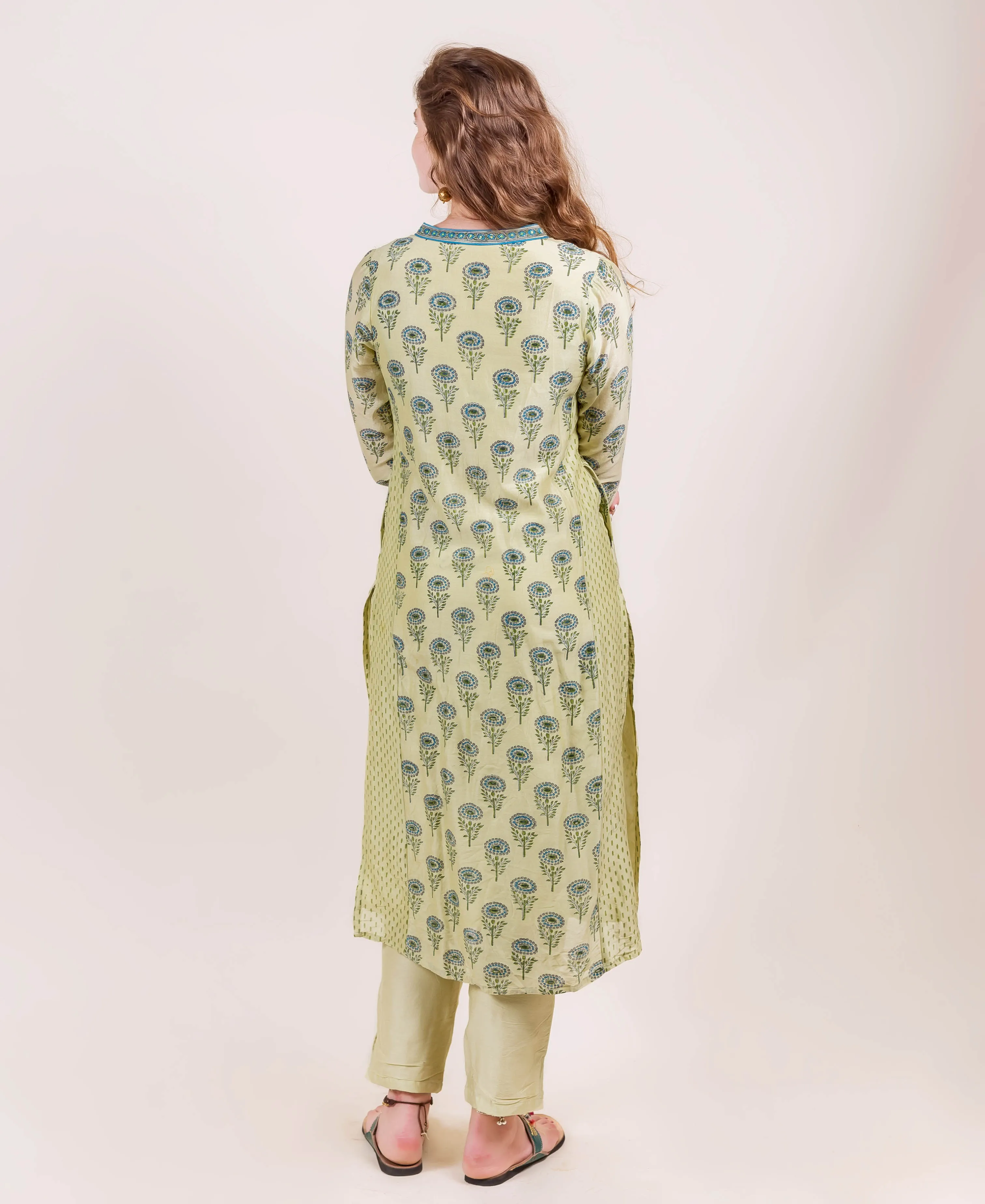 Bani Mint and Blue Chanderi Kurta