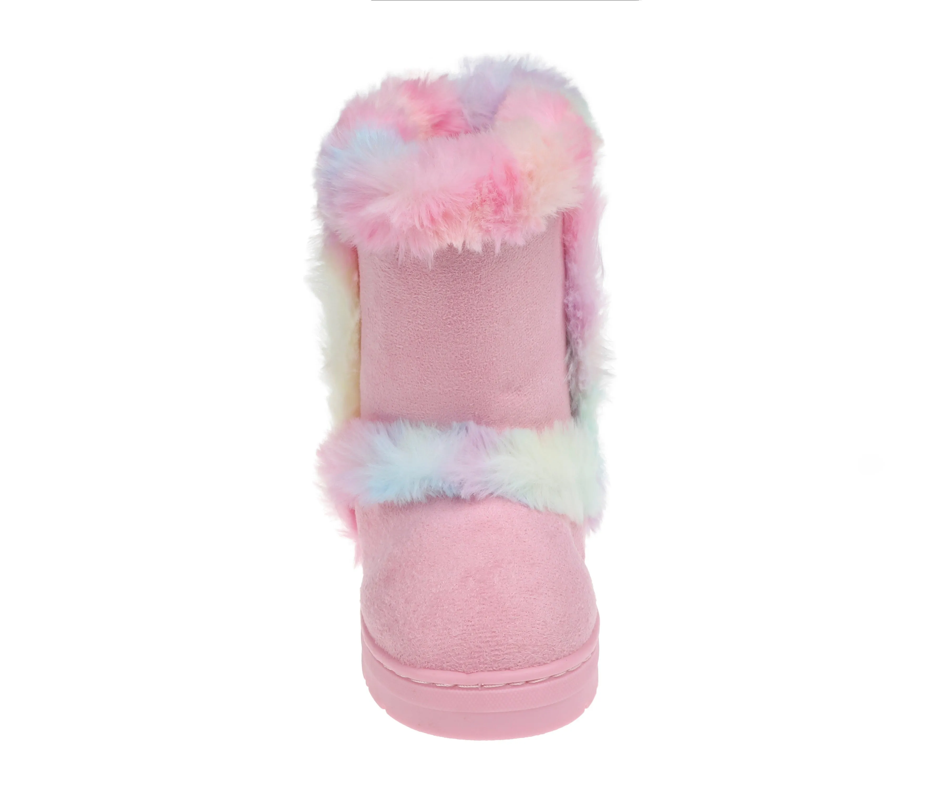 bebe Toddler Girl's Mid-Calf Microsuede Winter Boots with Faux Fur Trim and Sparkly Rhinestone Eyelets