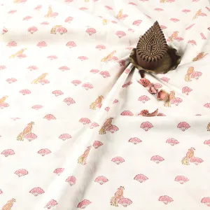 Bird Hand Block Printed Cotton Fabric