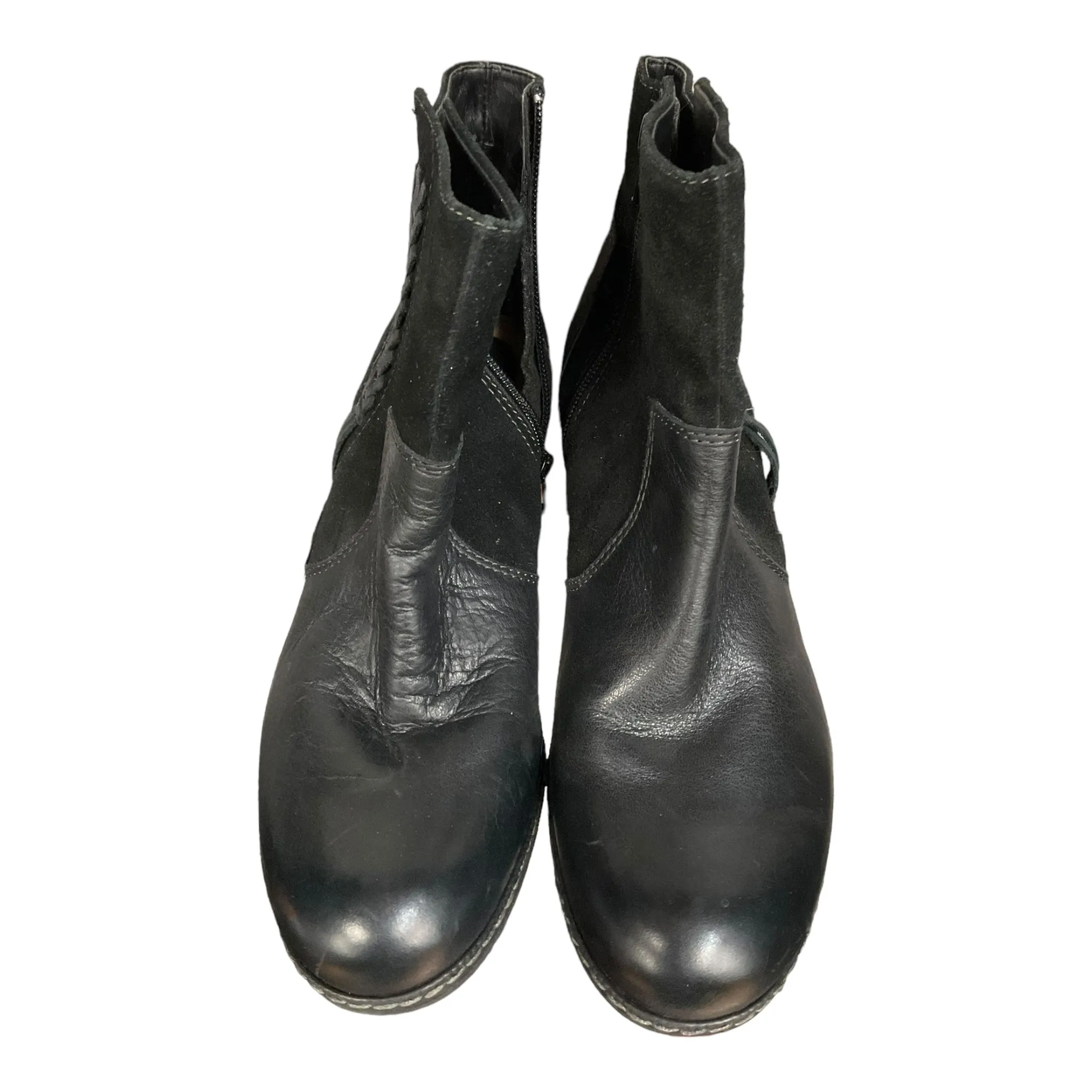 Black Boots Ankle Heels Earth, Size 8.5