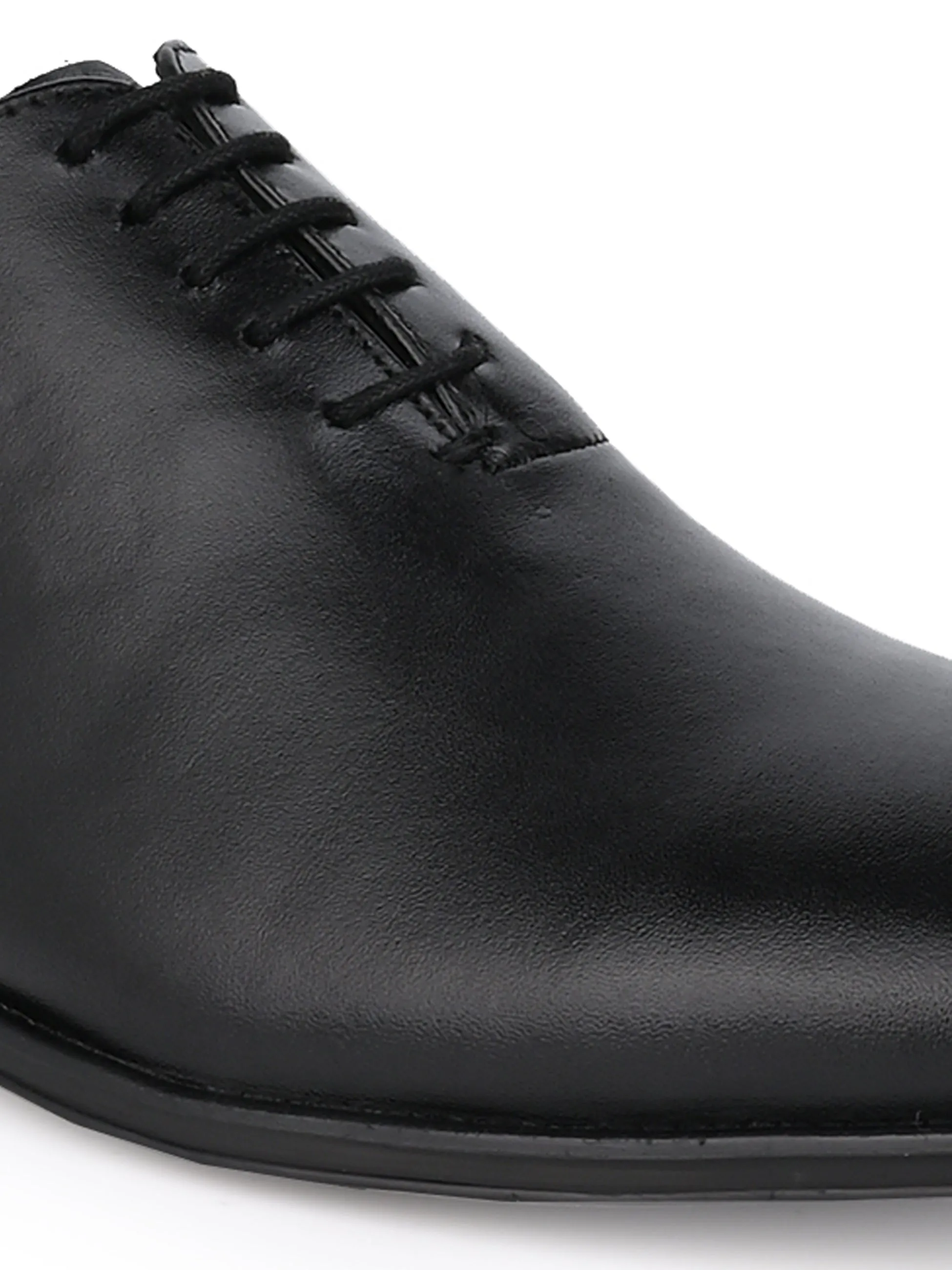 Black Leather Lace Up Shoes For Men