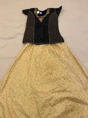 Black Top With Golden Skirt For Teen-Kids