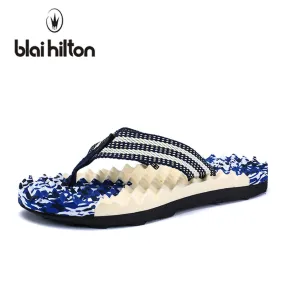 blaibilton 2018 Summer Beach Slippers Men Shoes Flip Flops Patchwork EVA Stripe Outside Massage Slipper Male Soft High quality