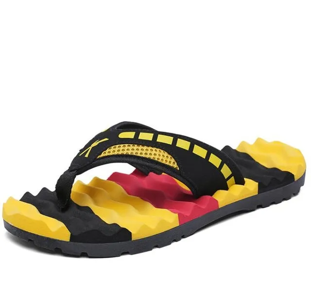 blaibilton 2018 Summer Beach Slippers Men Shoes Flip Flops Patchwork EVA Stripe Outside Massage Slipper Male Soft High quality