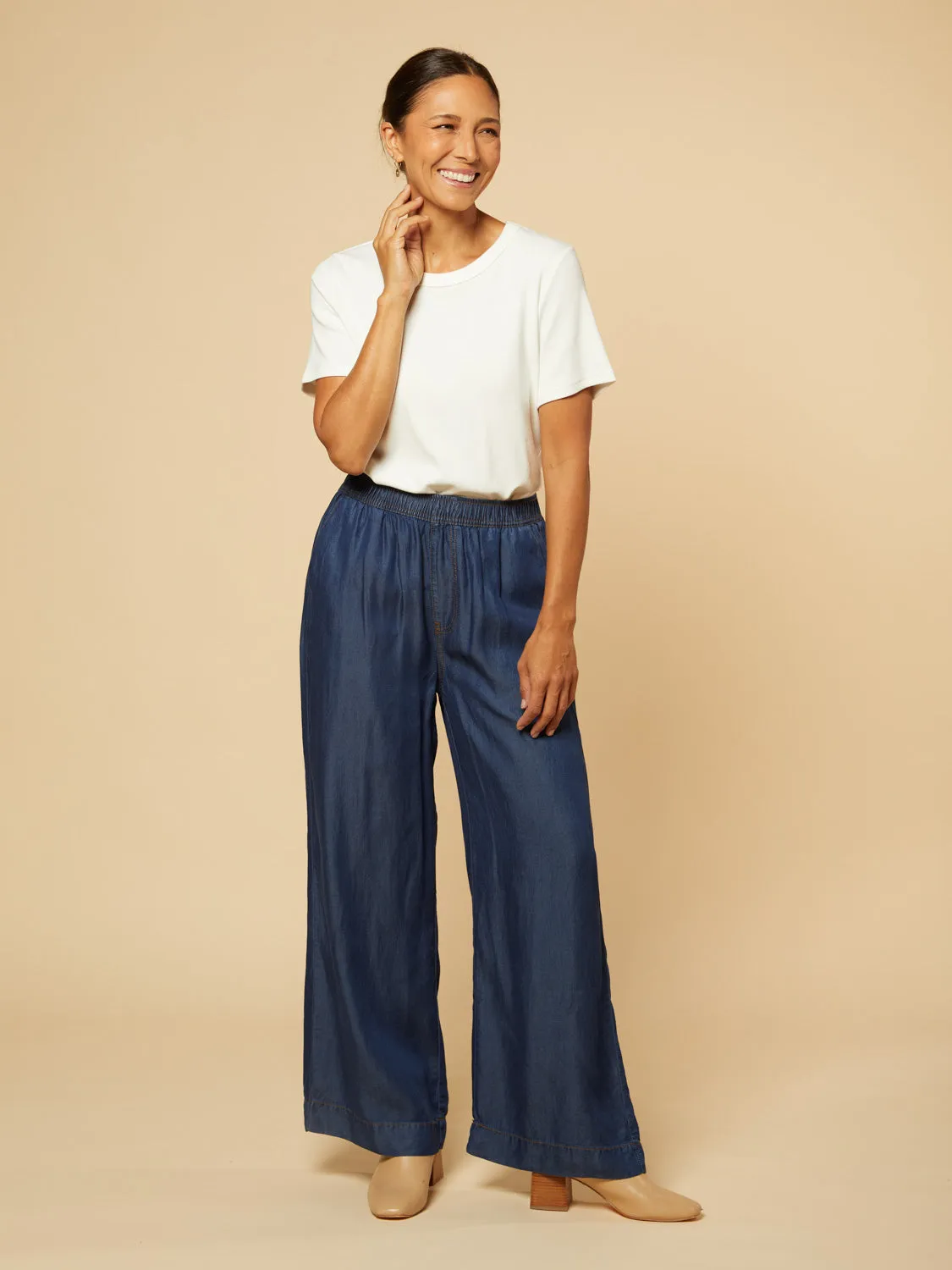 Breezy Relaxed Tencel Pant in Dark Wash