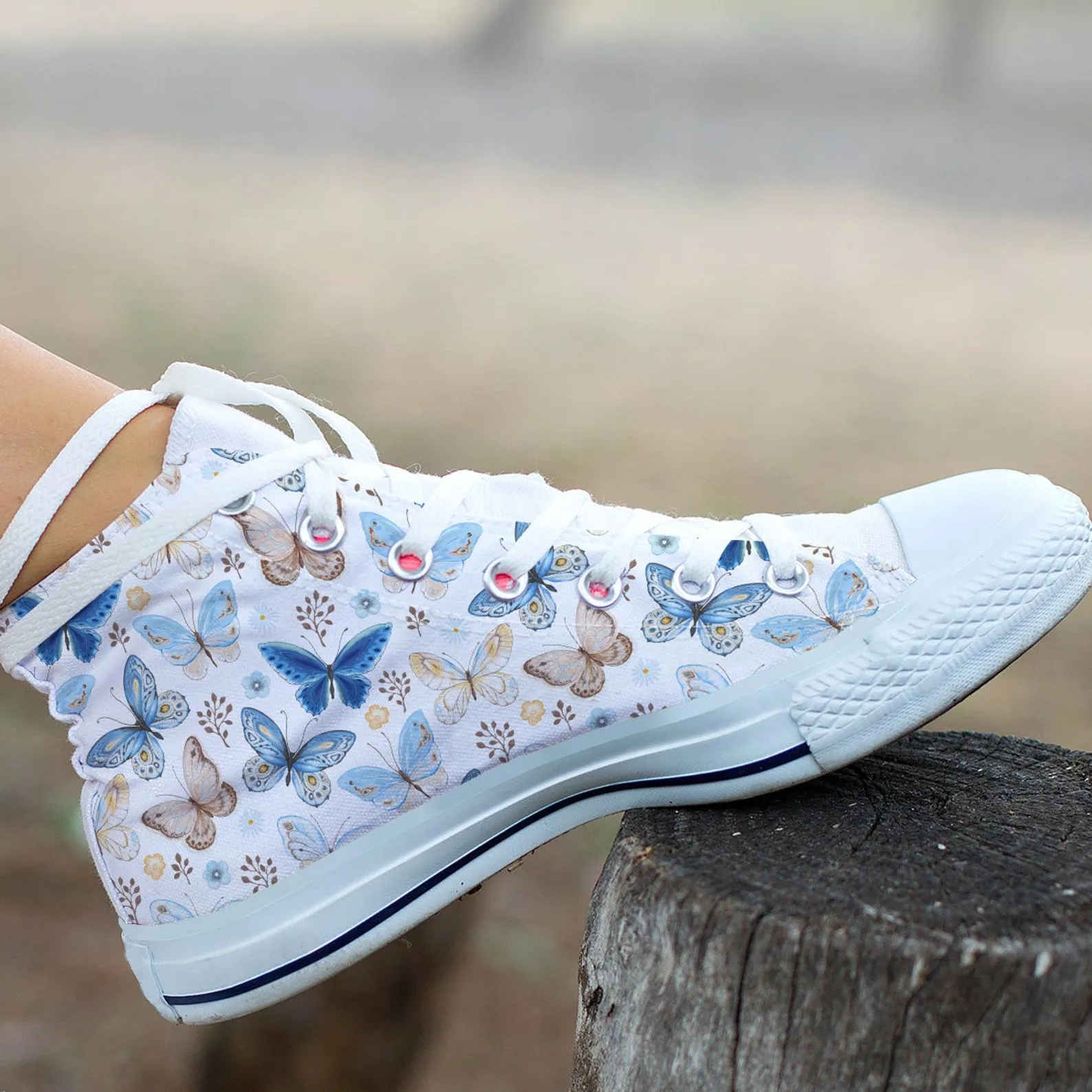 Butterfly Print Shoes Butterfly Sneakers Cute Shoes Butterfly Lover Gifts Custom High Top Converse Style Sneakers For Adults Women & Men