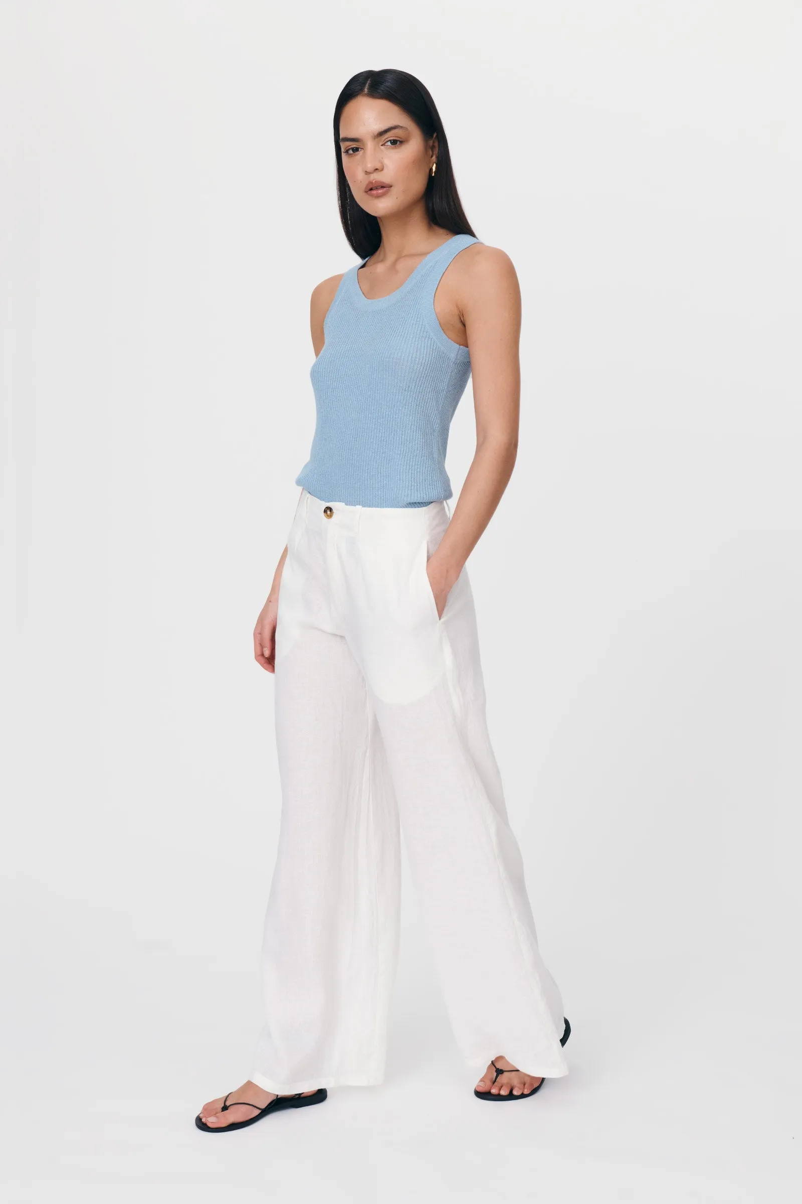 Carlotta Linen Wide Pants - Bone