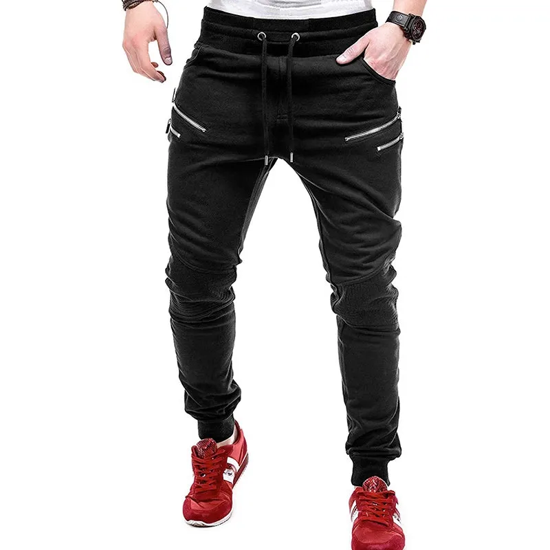 CASUAL MULTI ZIPPER DRAWSTRING JOGGER PANTS