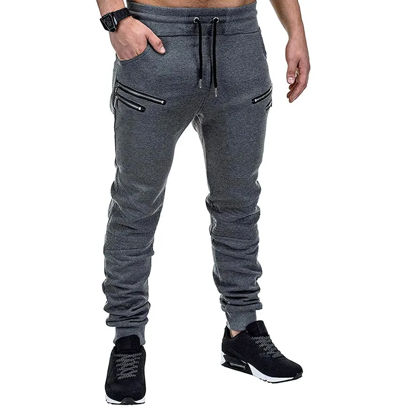 CASUAL MULTI ZIPPER DRAWSTRING JOGGER PANTS