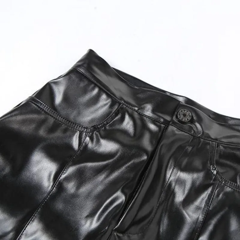 Casual Straight Faux Leather Pants