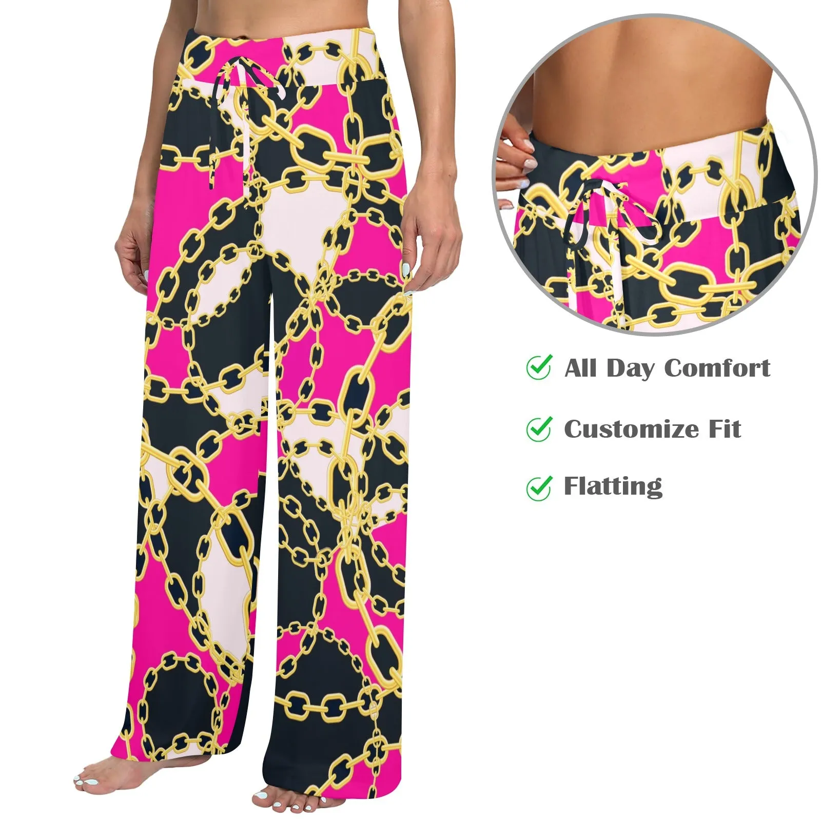 chained up 2 Women's Wide Leg Lounge Pants (Model L77)