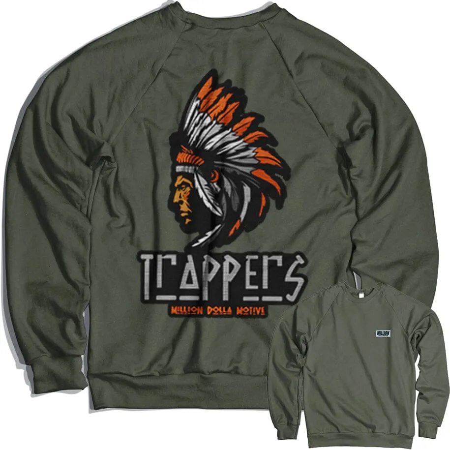 Chenille Trappers - Olive Crewneck Sweatshirt