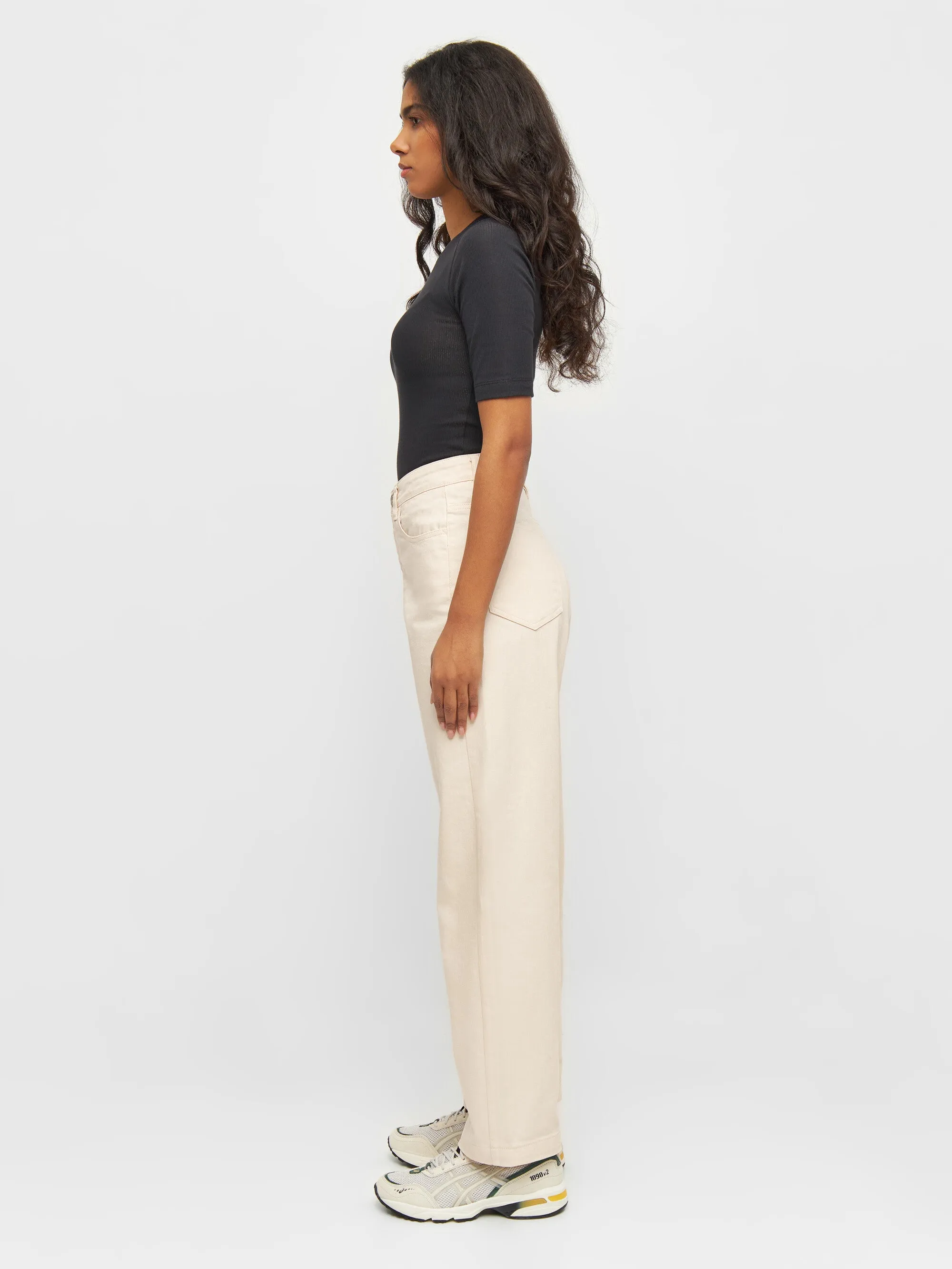 CHLOE barrel high-rise twill 5-pocket pants - Buttercream