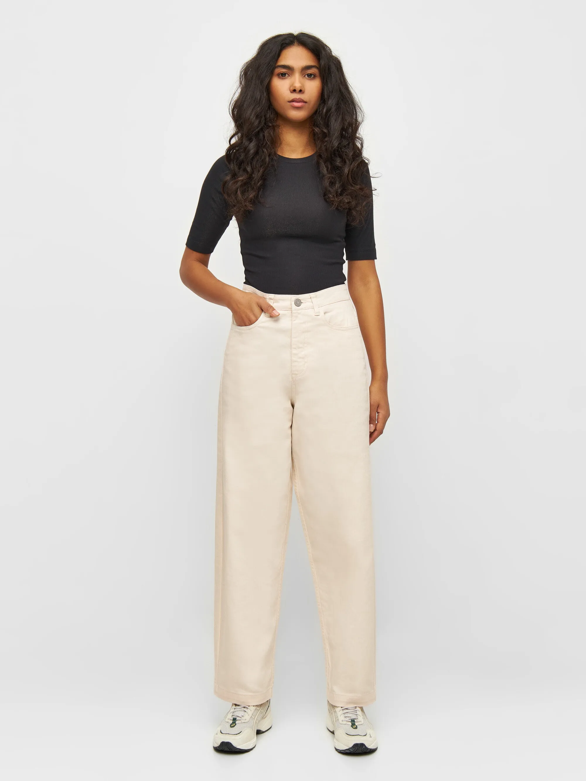 CHLOE barrel high-rise twill 5-pocket pants - Buttercream