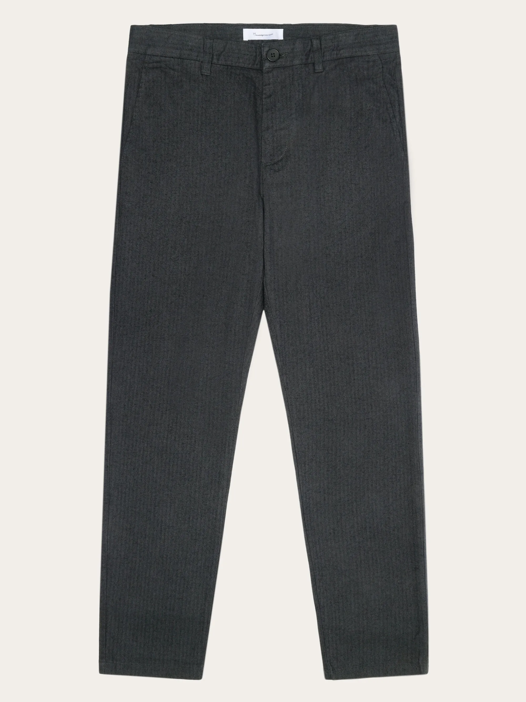 CHUCK regular flannel herringbone chinos - GOTS/Vegan - Gray Pinstripe