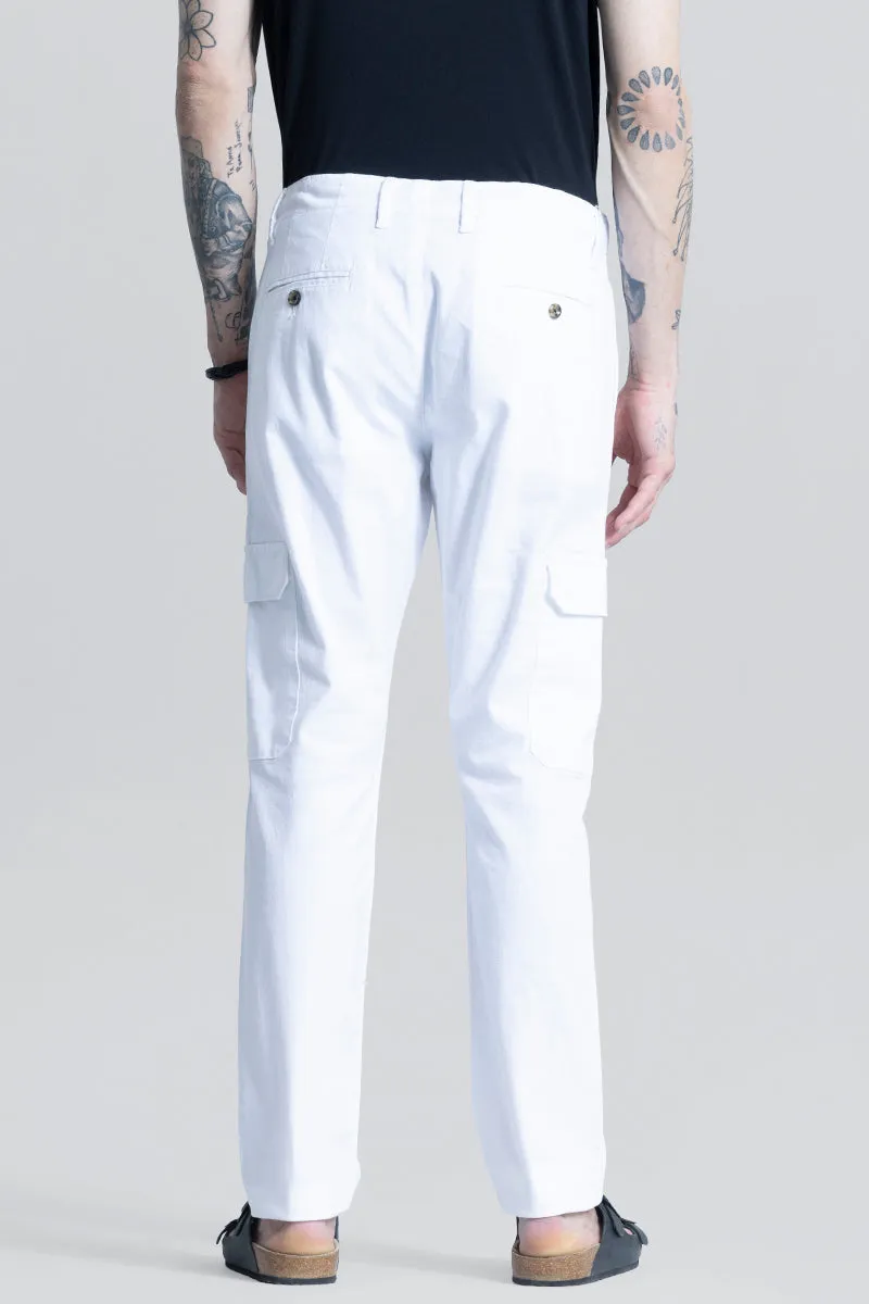 City Breeze White Linen Cargo Pant