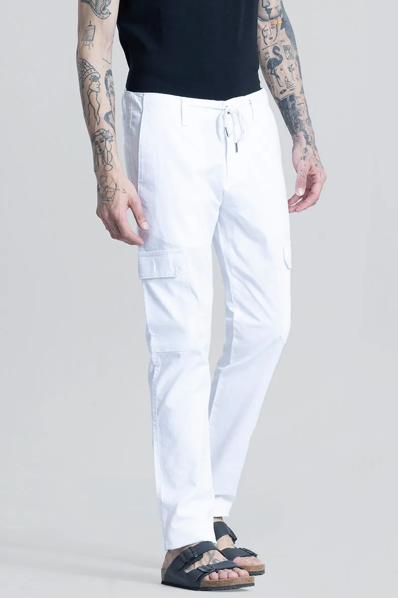 City Breeze White Linen Cargo Pant