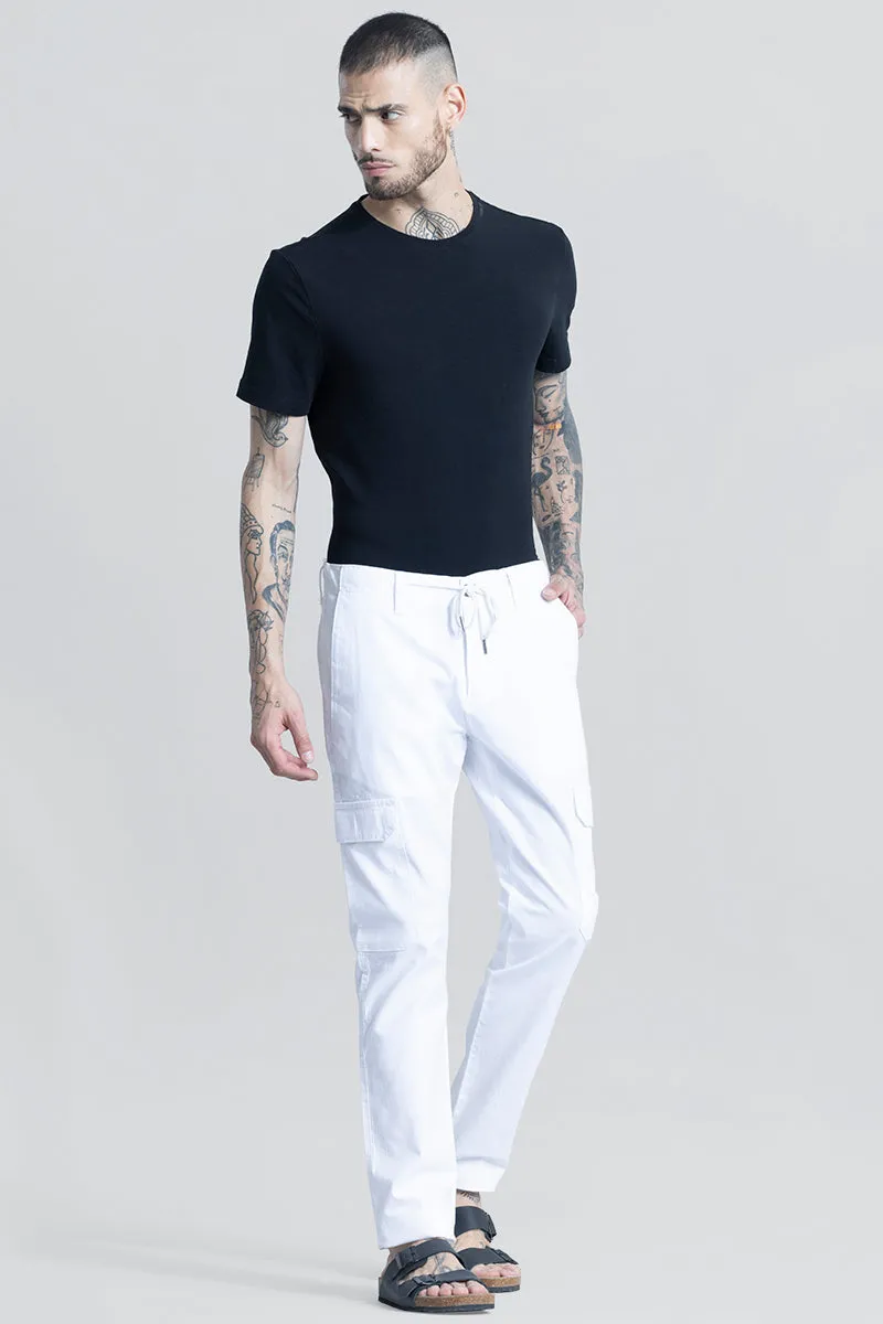 City Breeze White Linen Cargo Pant