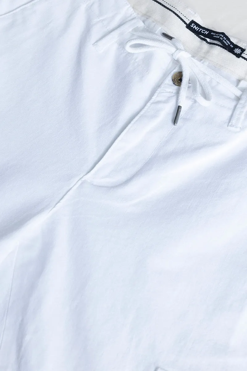 City Breeze White Linen Cargo Pant