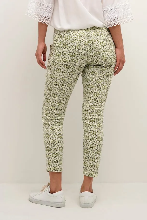 Cream Lina 7/8 Pant Baily Fit - Green Tile