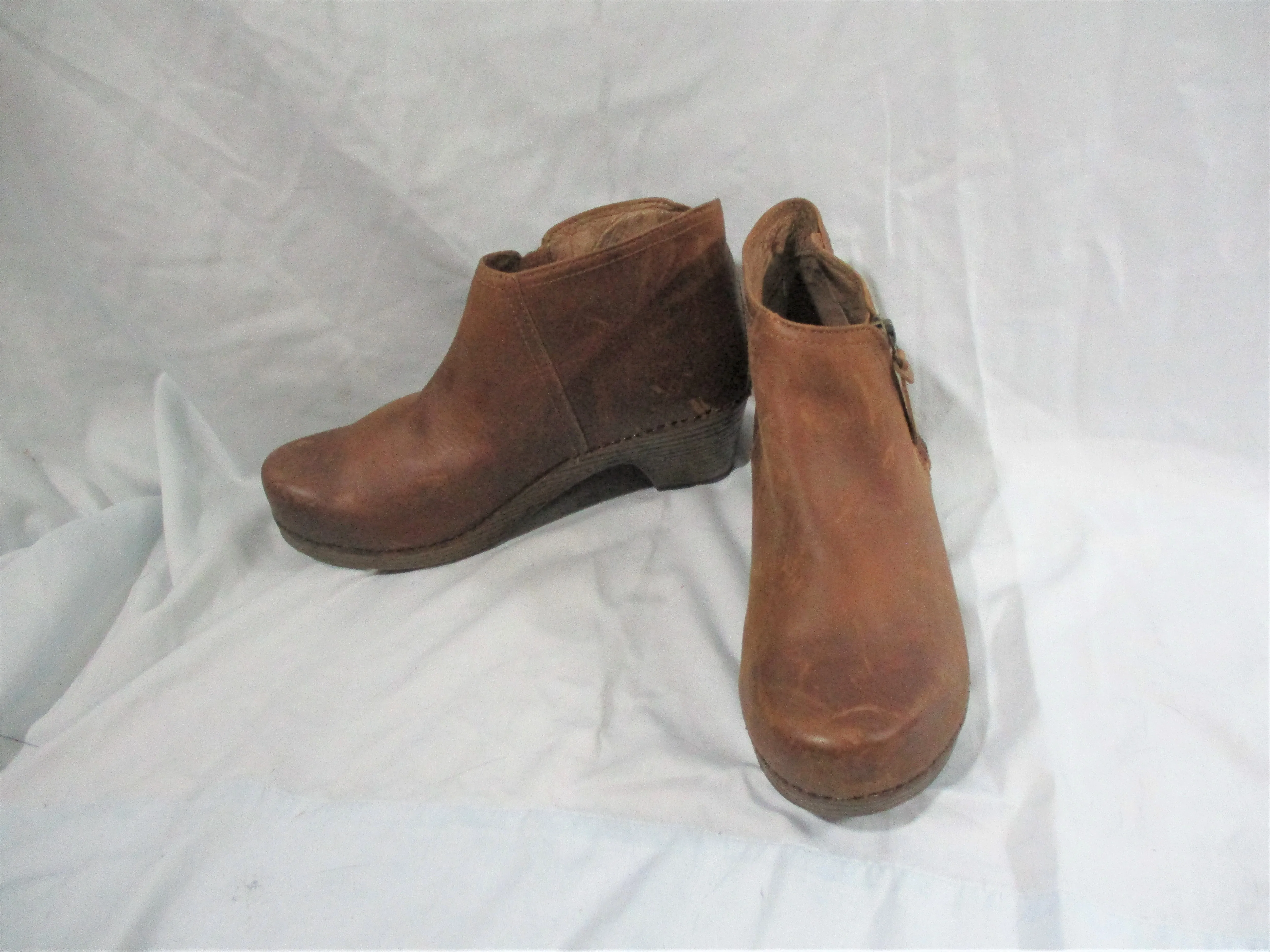 DANSKO Leather Booties Ankle Boots Shoes 40 BROWN Boho Hipster