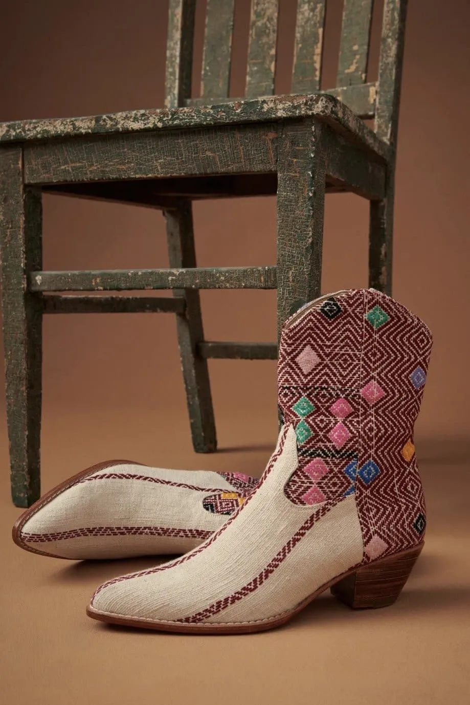 DIAMOND EMBROIDERED WESTERN BOOTS X ANTHROPOLOGIE