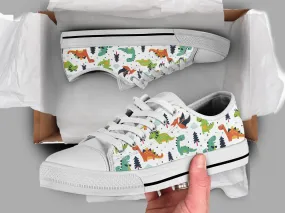 Dinosaur Shoes Dinosaur Sneakers Dinosaur Print Pattern Dinosaur Lover Gifts Custom Low Top Converse Style Sneakers For Adults Women & Men