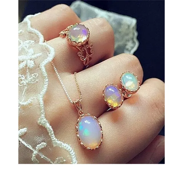 Elegant Party Vintage Opal Jewelry Set