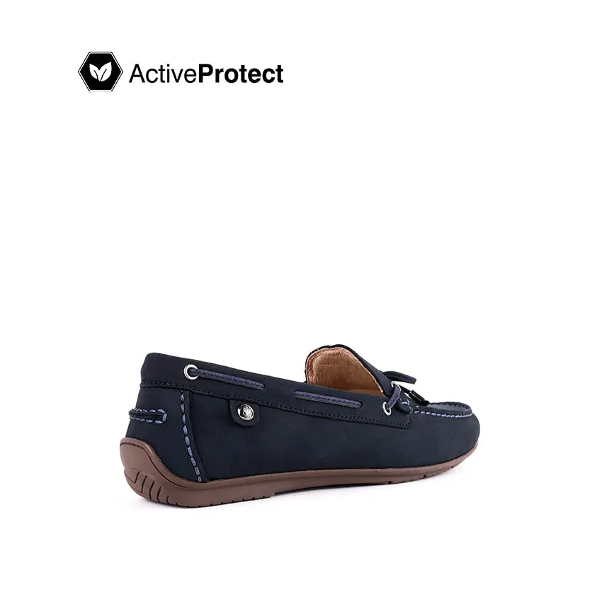 Fen Slip On Bow Women's Shoes - Navy Nubuck