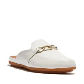 FitFlop Gracie Chain Leather Mules Cream