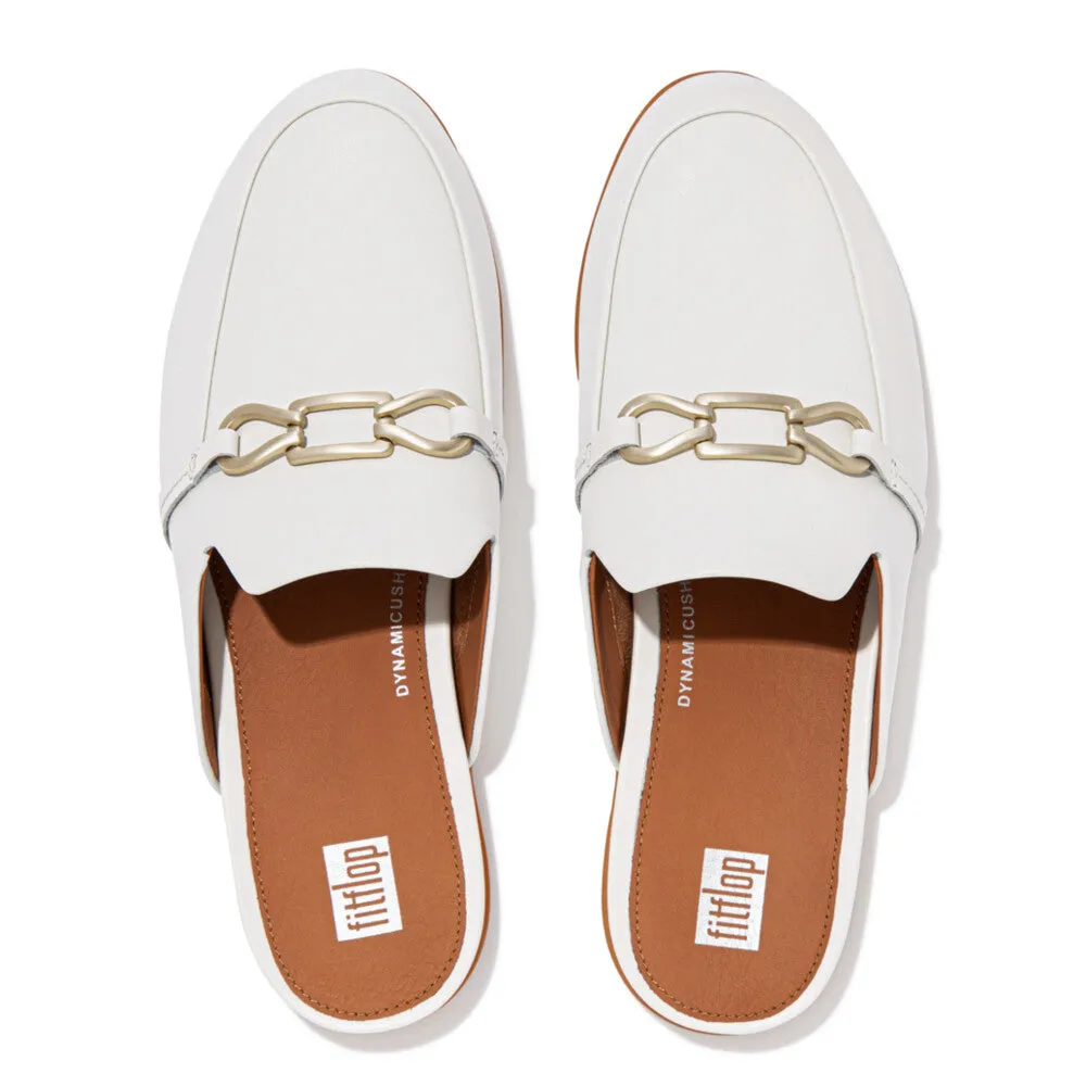 FitFlop Gracie Chain Leather Mules Cream