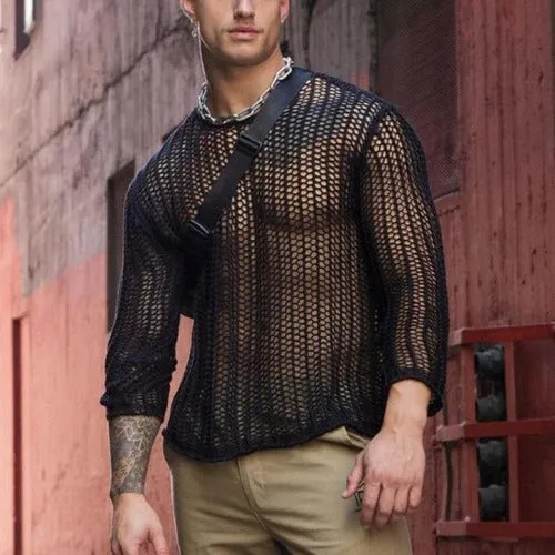 Full Sleeves See Through Shirt Heren