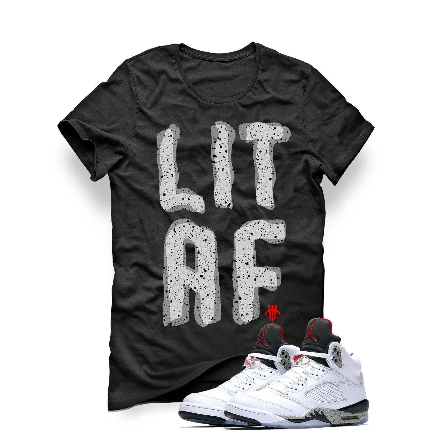 Jordan 5 White Cement Black T (Lit AF)