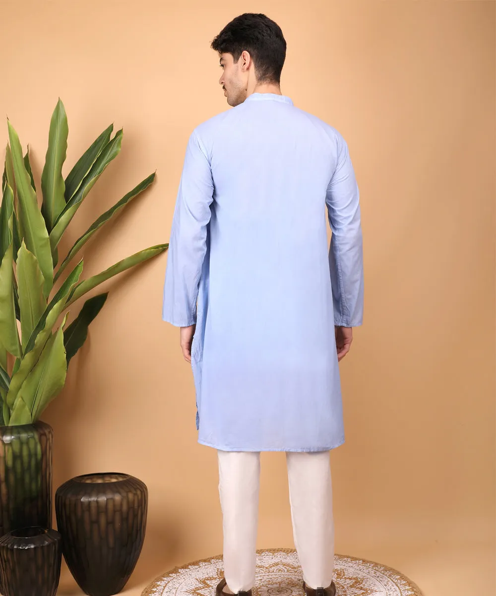 Lilac hand embroidered cotton chikankari kurta