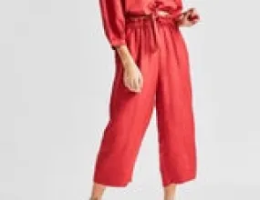 Luna Relaxed Red Linen Pants