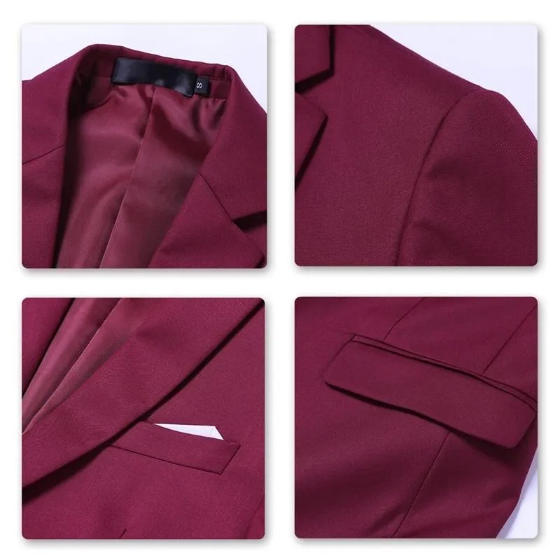 Maroon 3-Piece Suit Slim Fit Two Button Suit