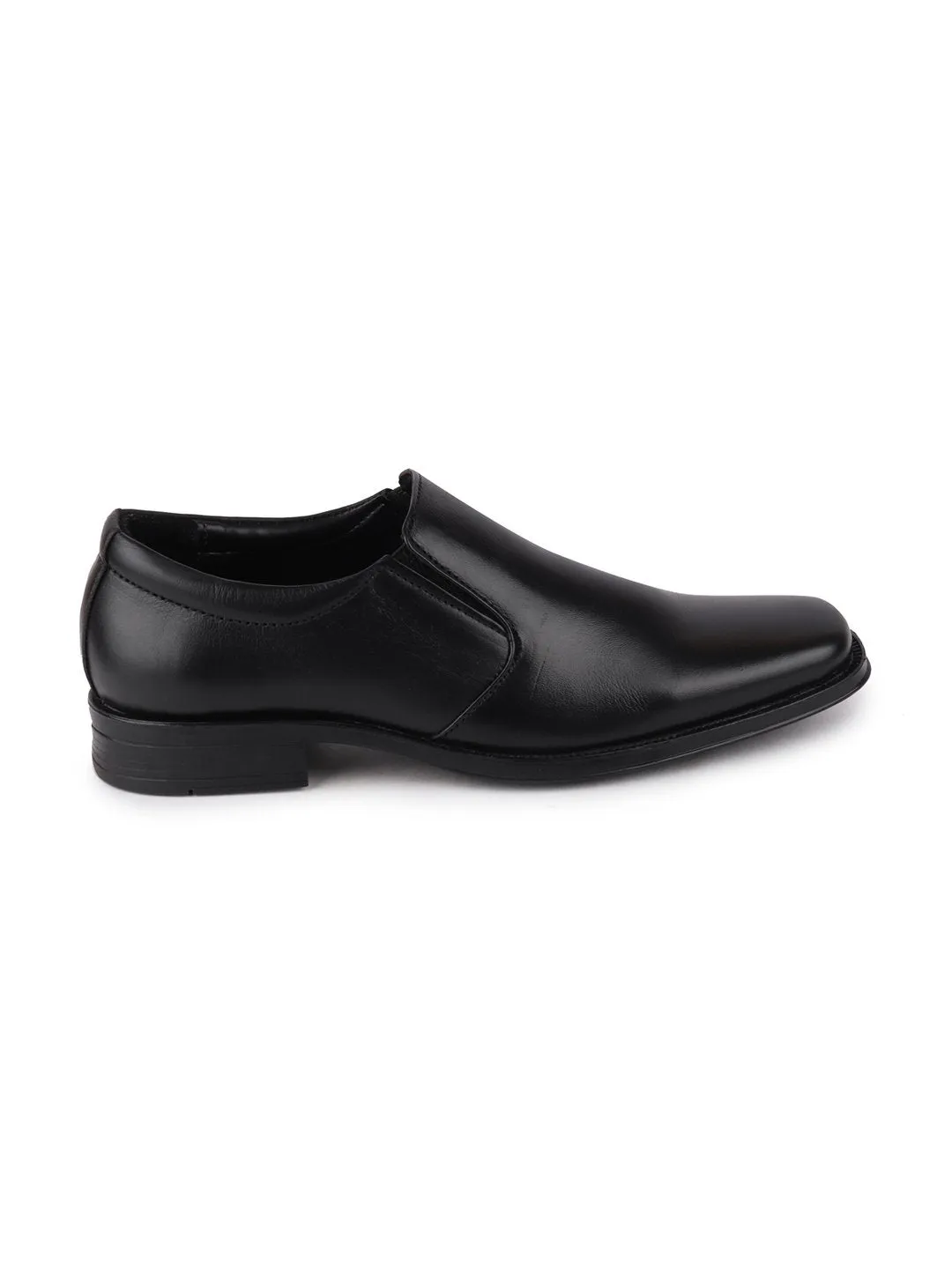 Men Black Formal Leather Slip-On Shoes