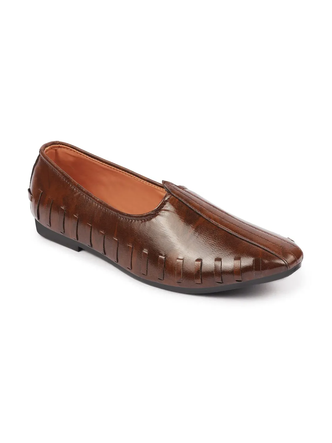 Men Brown Ethnic Slip-On Juttis