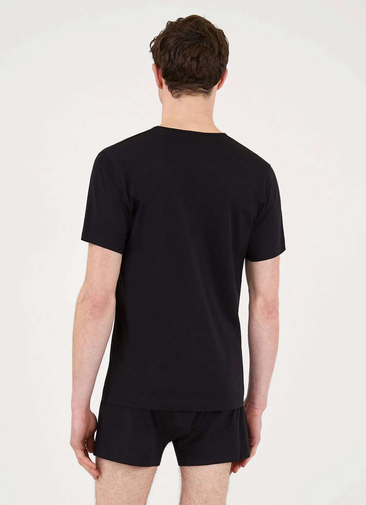 Men's Superfine Cotton V-neck Underwear T-shirt in Black